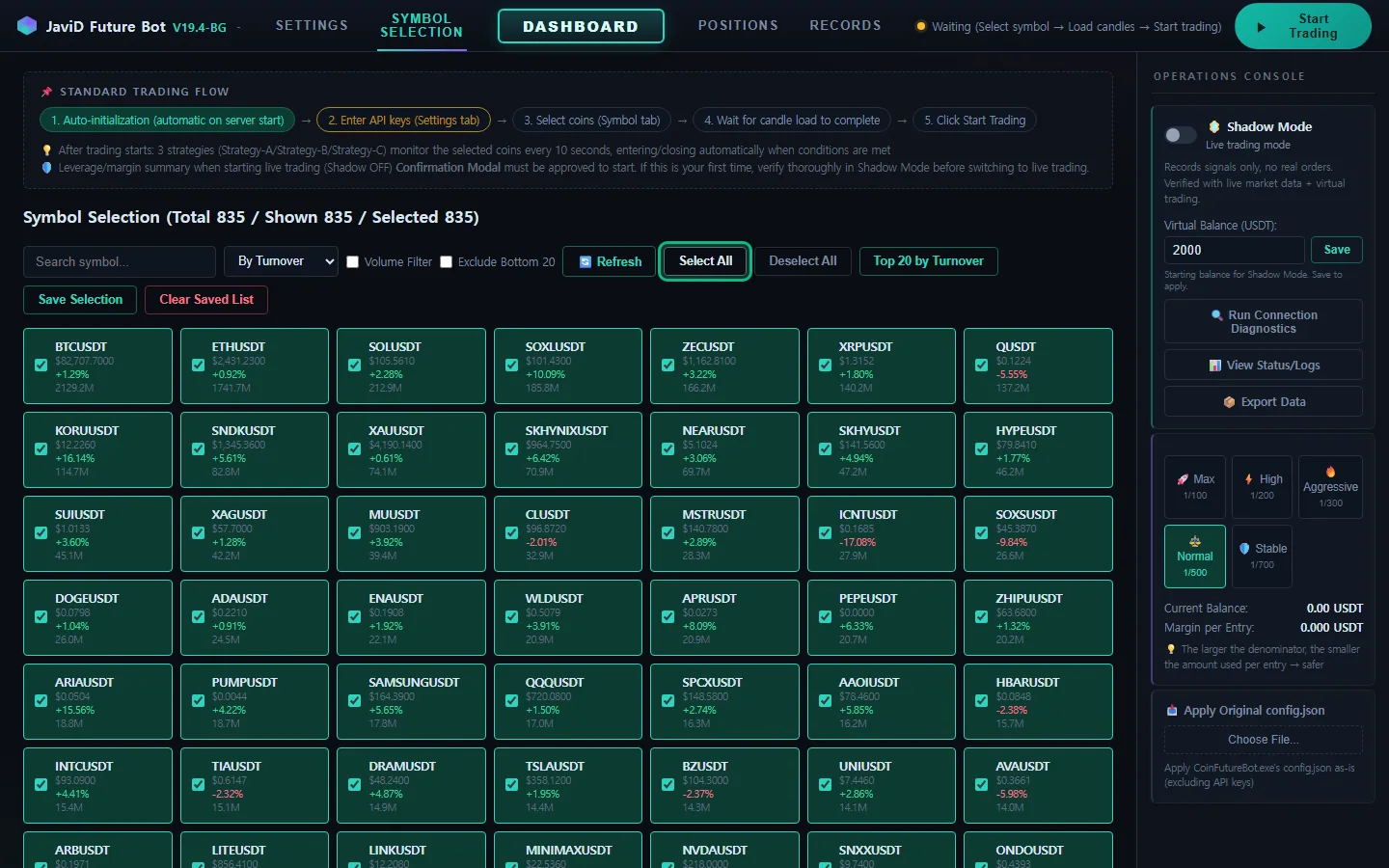 Screenshot: Symbol Selection — Select All